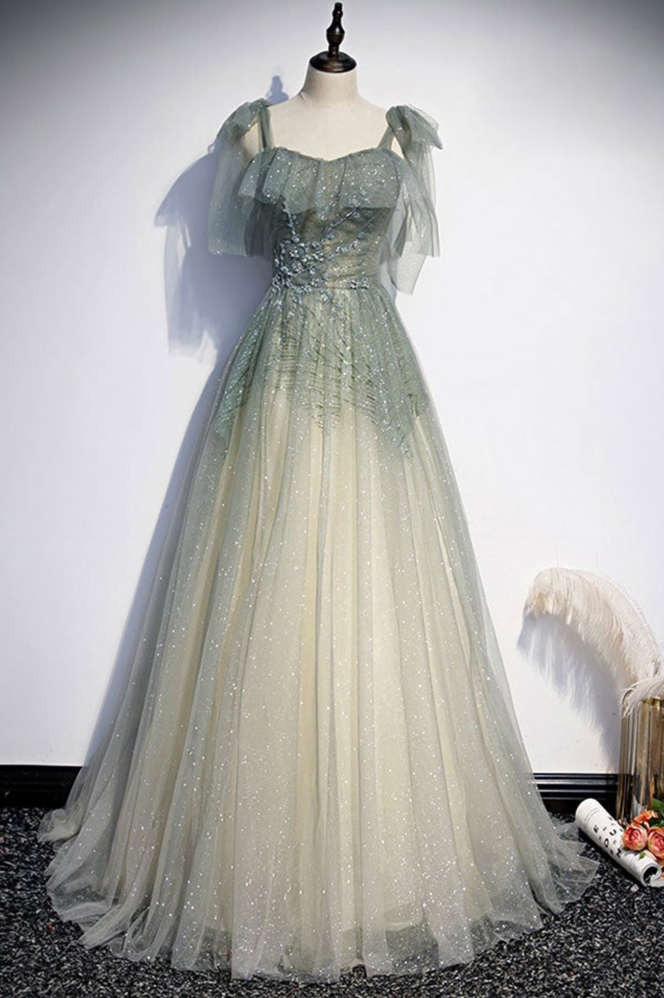 Green Shiny Tulle Dress