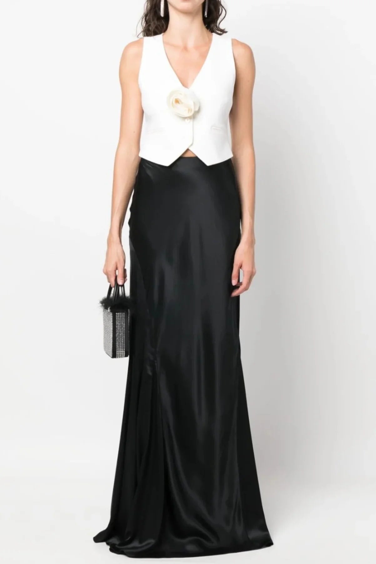 Canotta senza maniche con fiori 3D in bianco