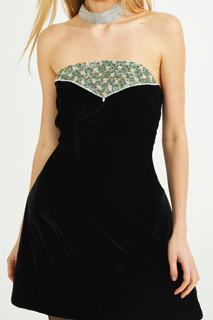 Céline crystal-embellished velvet dress