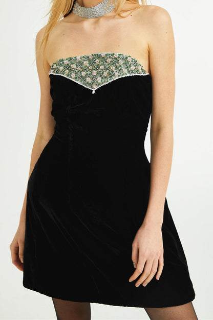 Céline crystal-embellished velvet dress