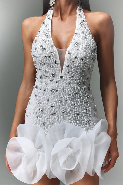 Tove Sleeveless V-neck Diamond Flowers Mini Dress