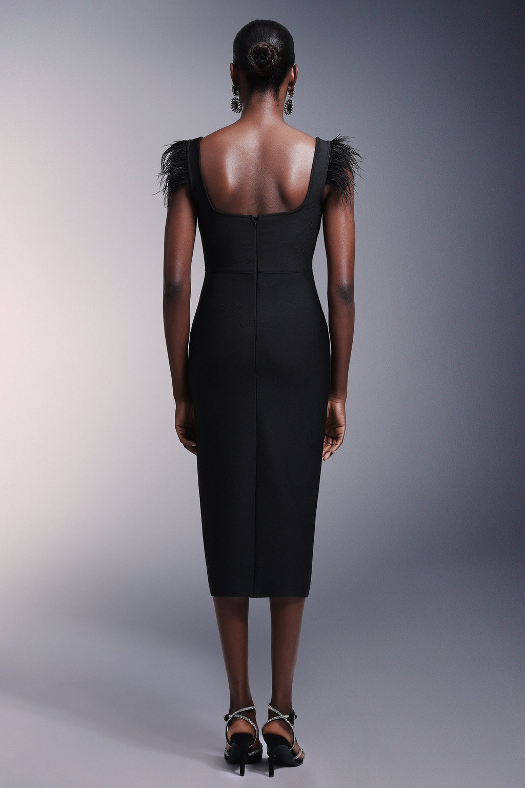 josephine Bows High Slit Diamond Bandage Midi Dress