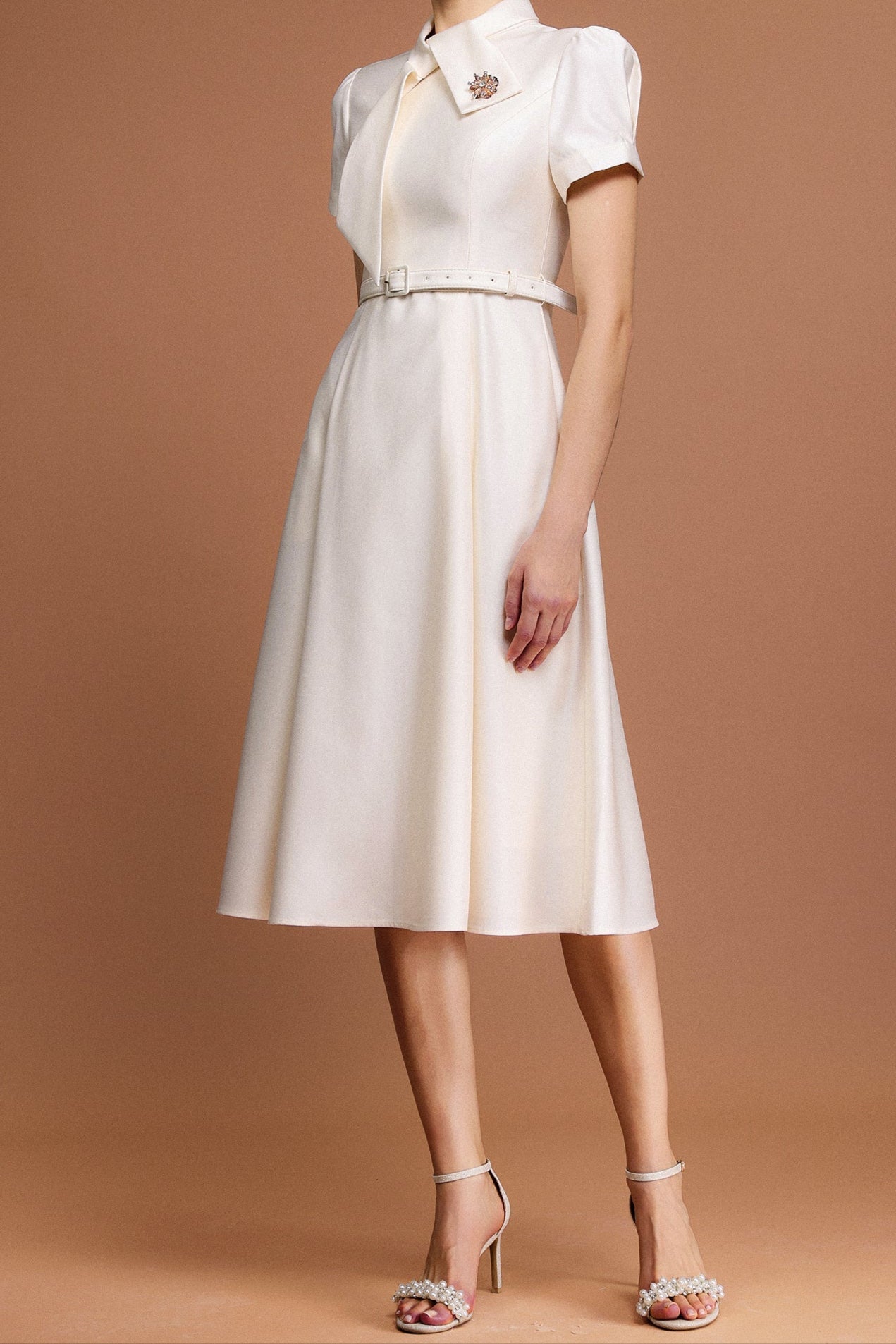 josephine Short Sleeves Diamond Midi Dress