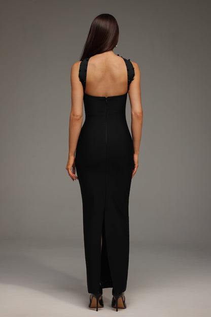 Nesya Sleeveless Pearl Bandage Maxi Dress