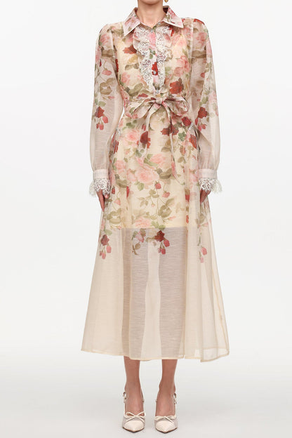 shirley Long Sleeve floral Printed Woven Maxi Dress
