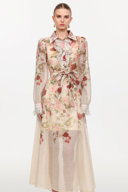 shirley Long Sleeve floral Printed Woven Maxi Dress