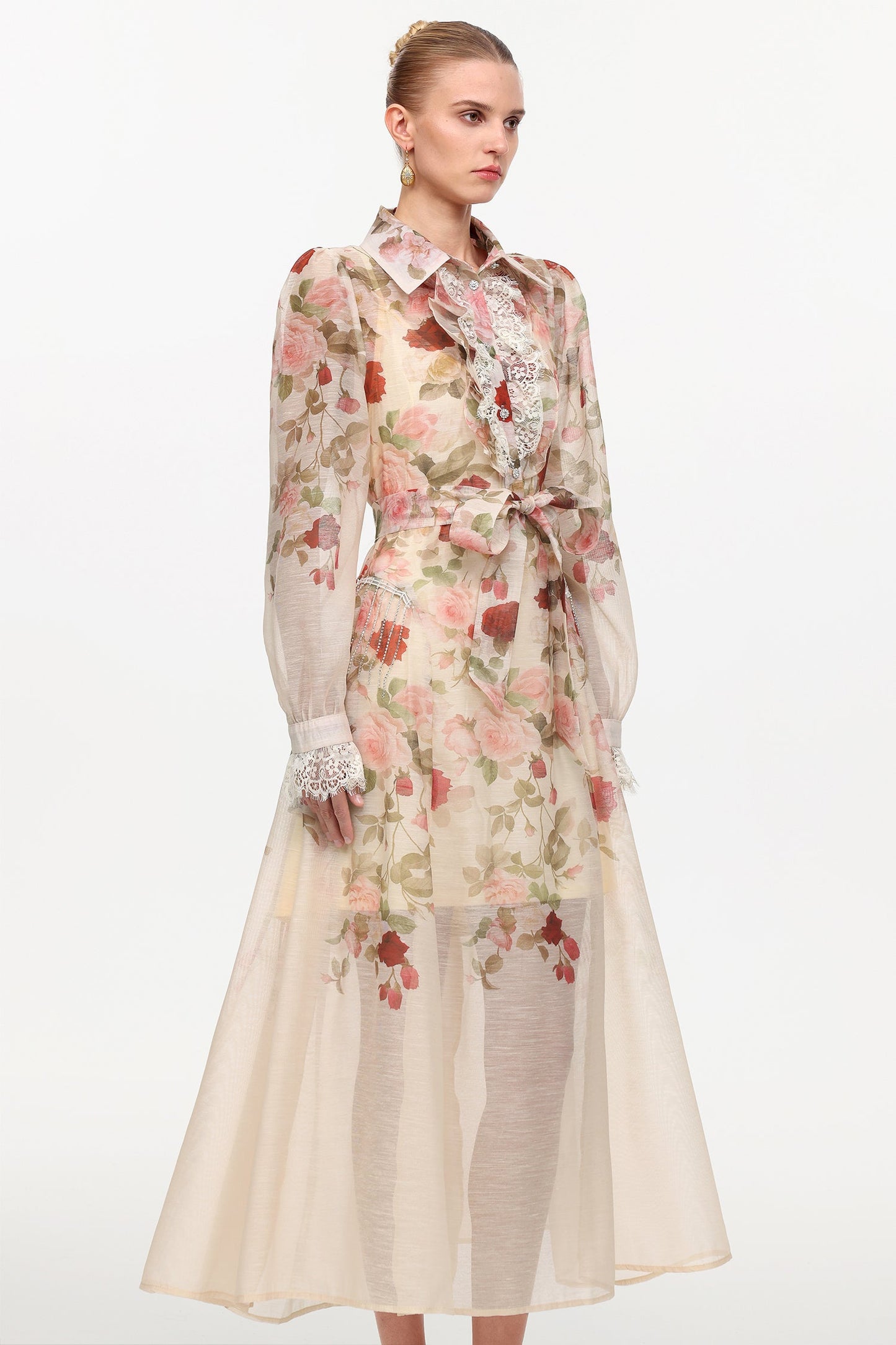 shirley Long Sleeve floral Printed Woven Maxi Dress