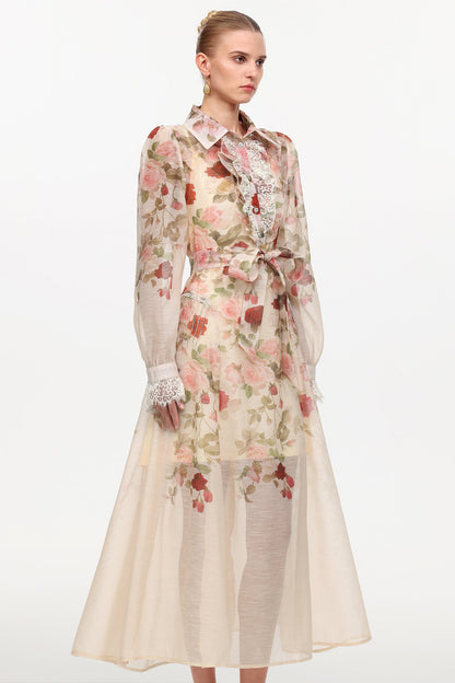 shirley Long Sleeve floral Printed Woven Maxi Dress