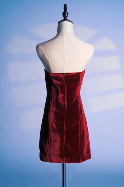 Velvet bandage mini dress in purple