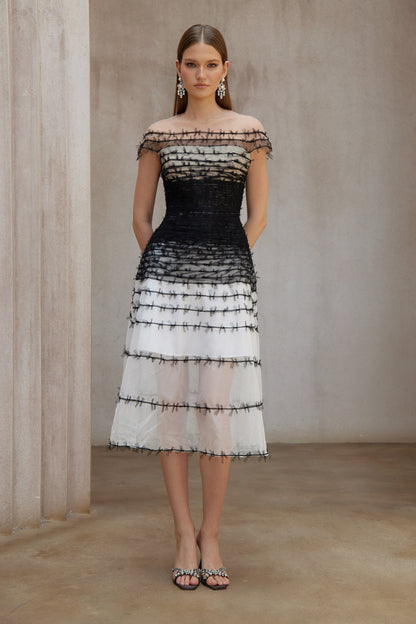 jennifer off-shoulder lace embroidery hollow maxi dress in black