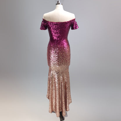 Gradient Beaded Formal Dress