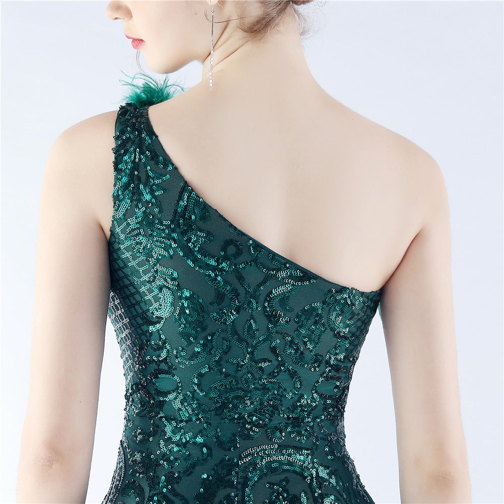 Mesh Sequined Formal Dress