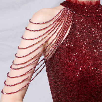 Beaded Hip Wrap Formal Dresses