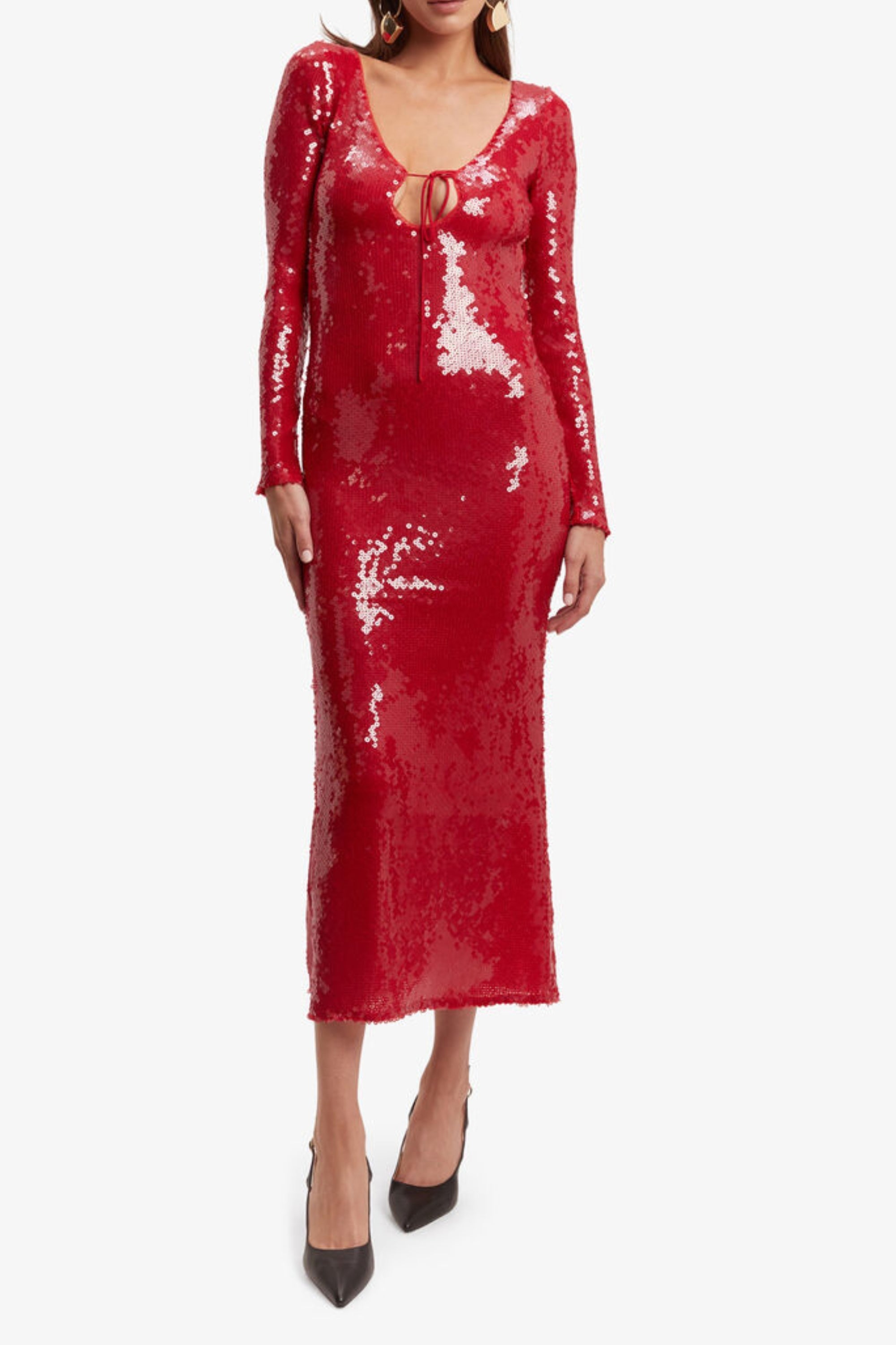 Sequin bandage maxi dress in red