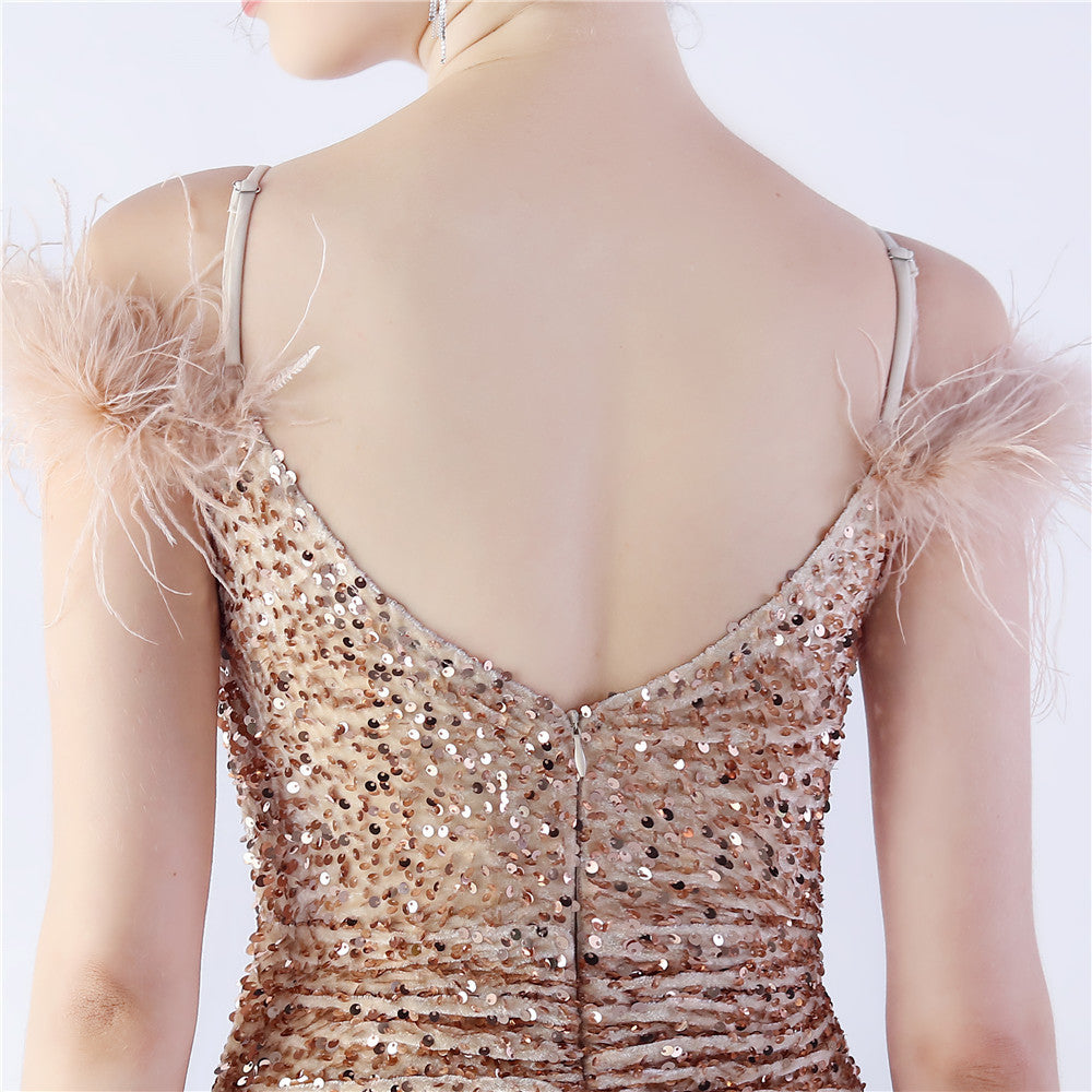 Abito formale in paillettes ad alta densità di pelo di cammello 