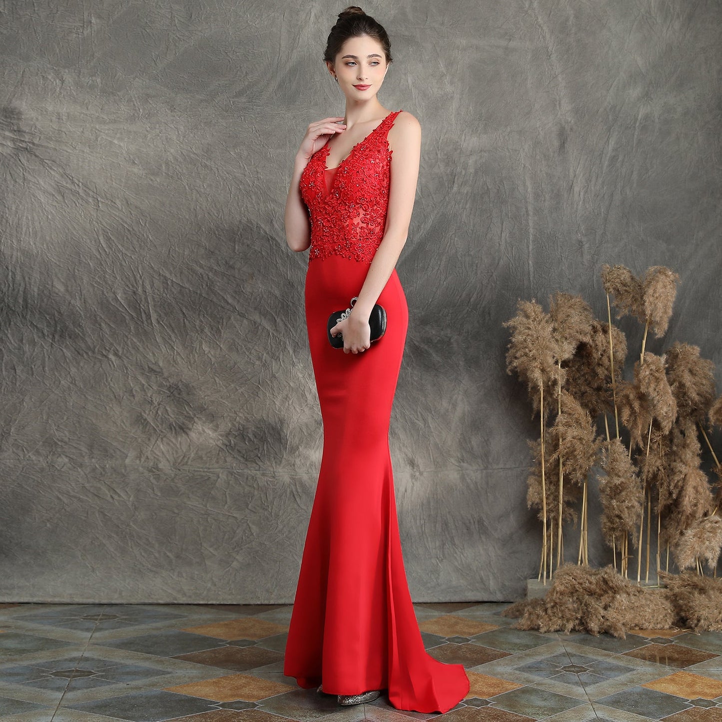 Handmade Applique Beaded Formal Dress
