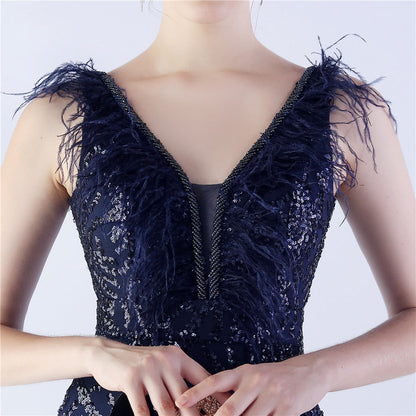 Camel Hair Side Split Formal Dress