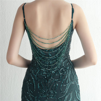 Positioned Floral Beaded Formal Dress