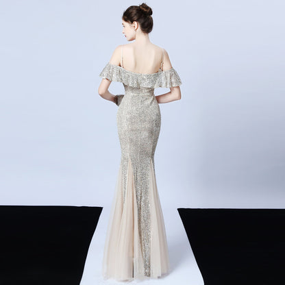 Silk Thread Fringe Beaded Formal Dresses