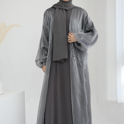3 Pcs Set Cardigan+Inner Dress+Hijab