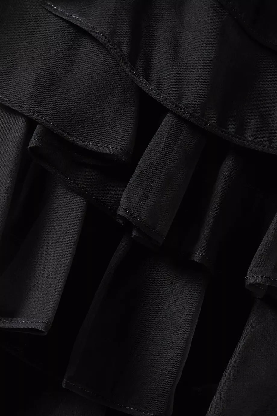 poppy Ruffle Silk Organza sleeveless Mini Dress in black