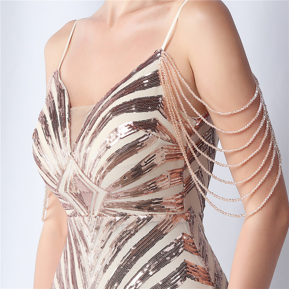 Beaded Halter Formal Dress