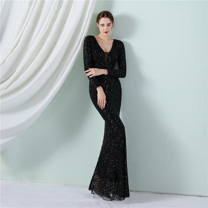 Sequined Fishtail Formal Dress