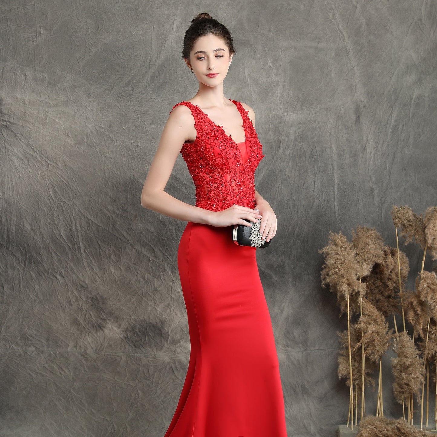 Handmade Applique Beaded Formal Dress