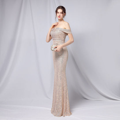 Off The Shoulder Fishtail Formal Dress