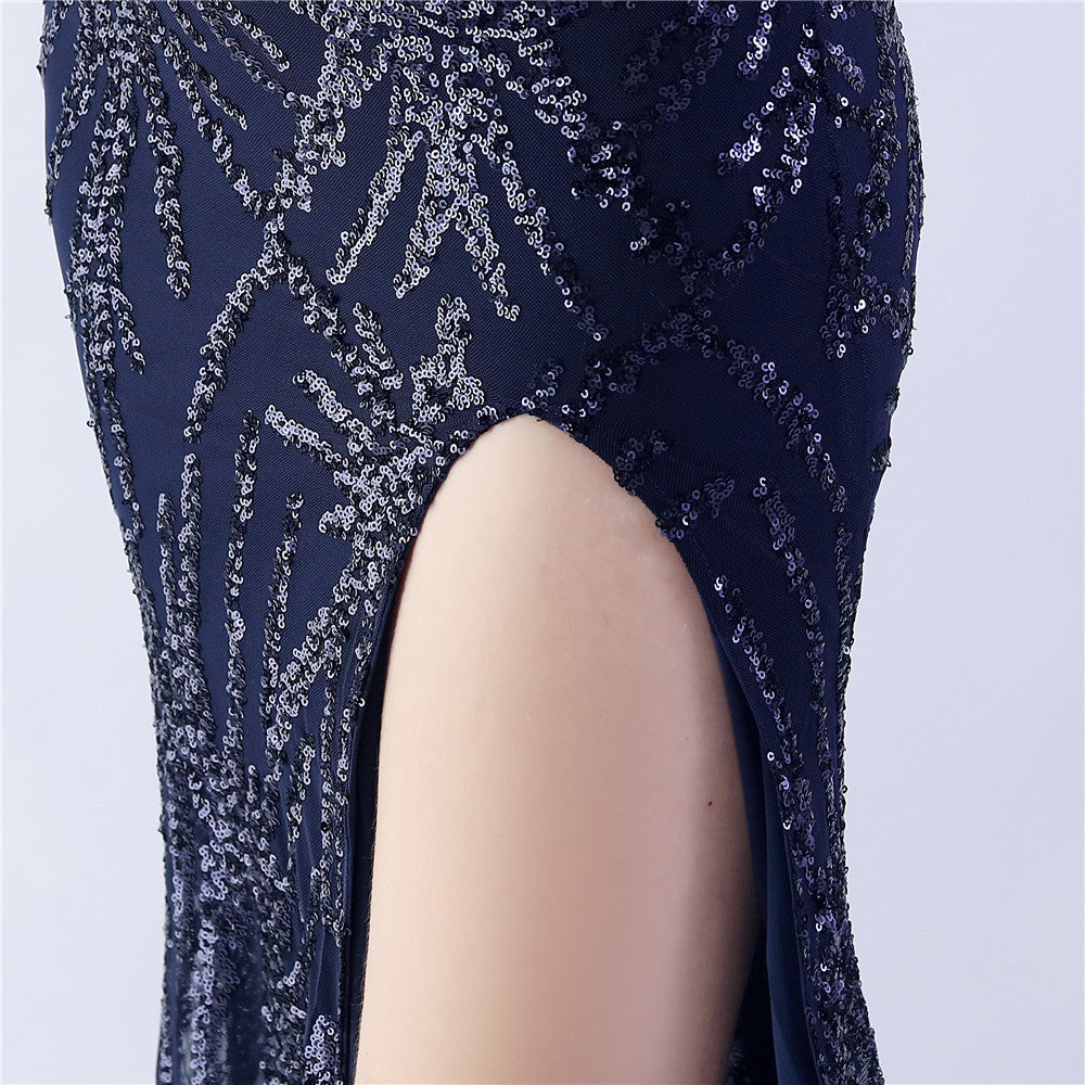 Camel Hair Side Split Formal Dress