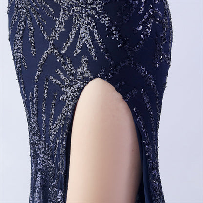 Camel Hair Side Split Formal Dress