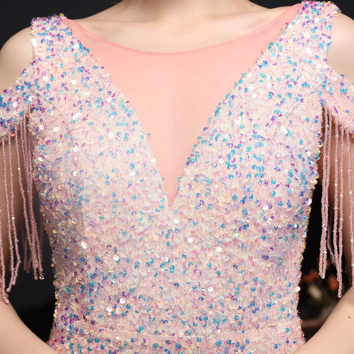 Illusion Beaded Formal Dress