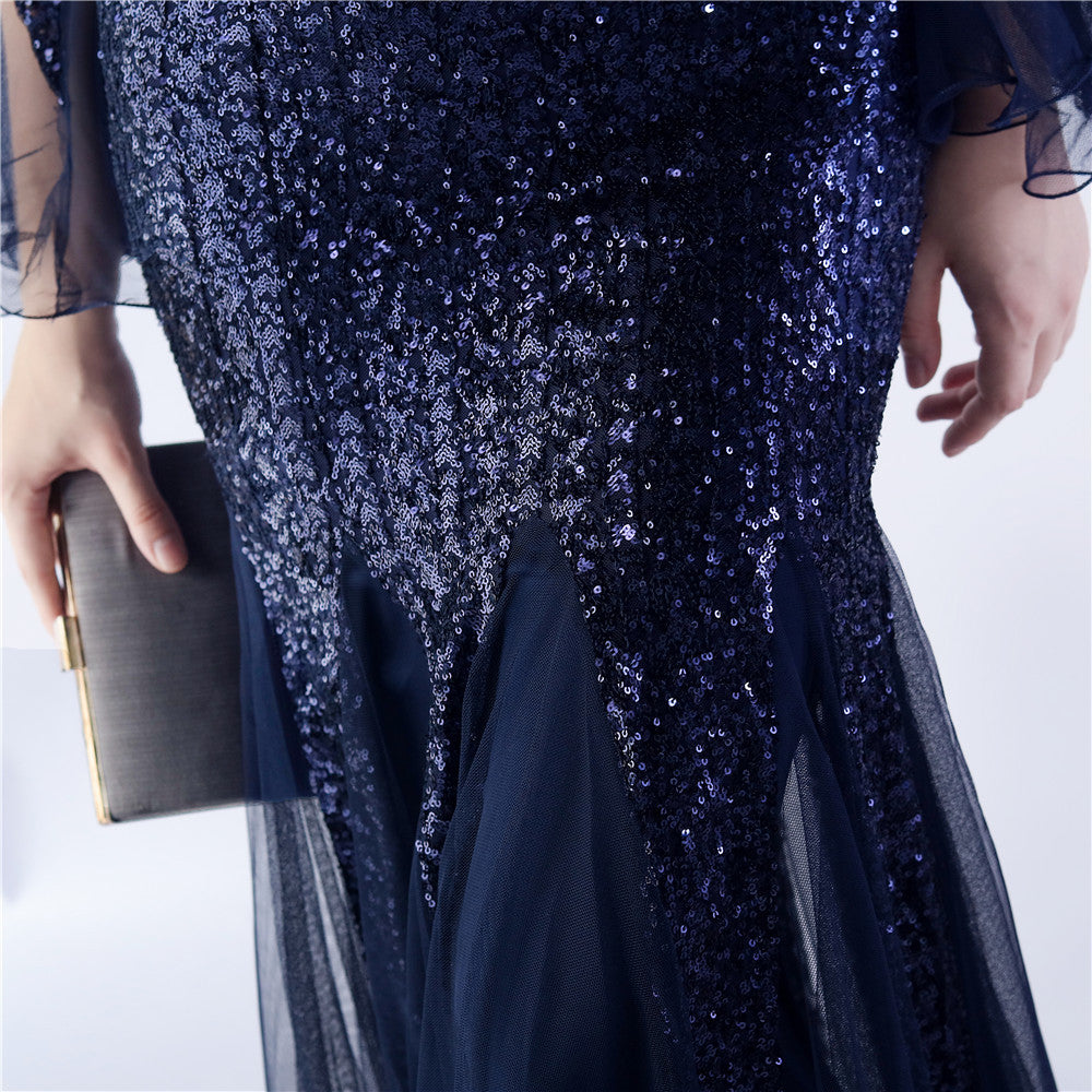 Trimmed Mesh Formal Gown