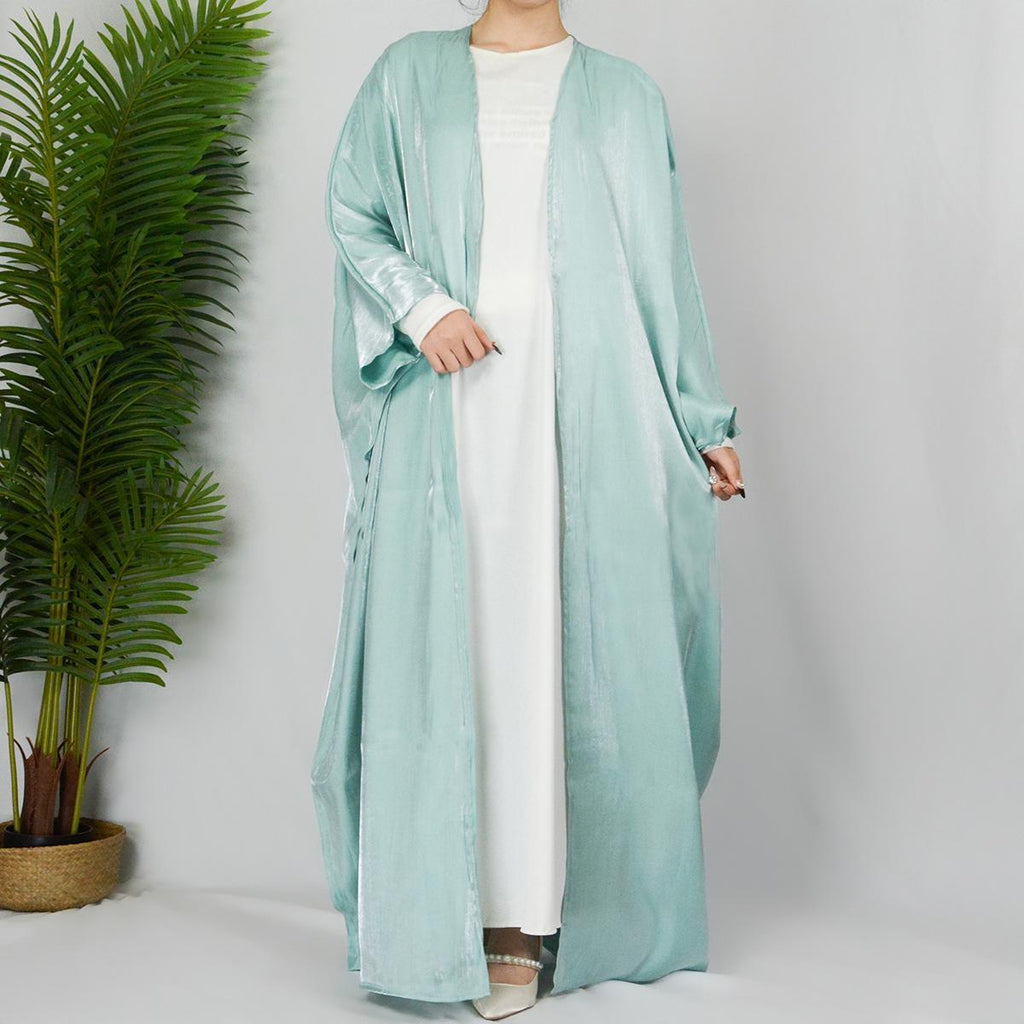 Muslim Fashion Shiny Silk Bat Sleeves Robe
