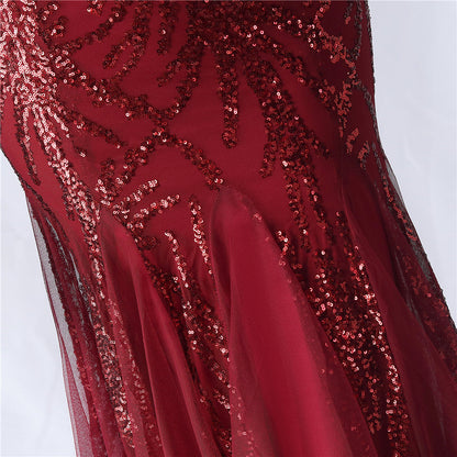 Ostrich Fur Mesh Beaded Formal Dresses