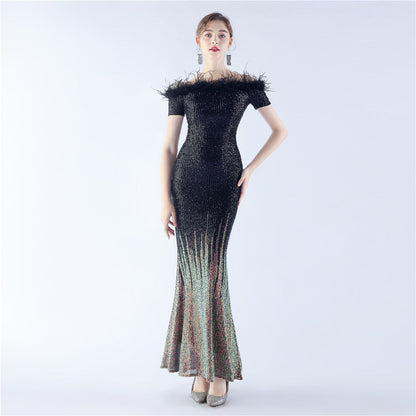 Mireille Off Shoulder High-End Evening Formal Dress