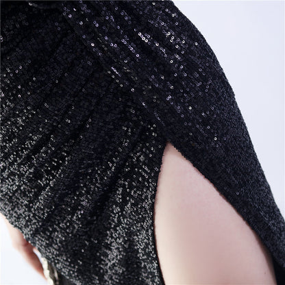Fur Crafted Flower Formal Dress
