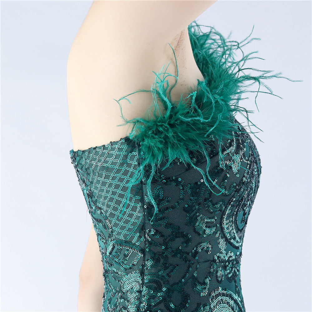 Mesh Sequined Formal Dress