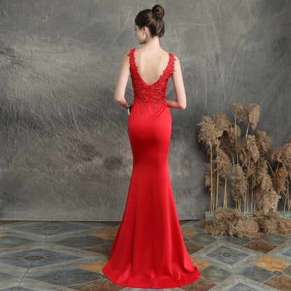 Handmade Applique Beaded Formal Dress