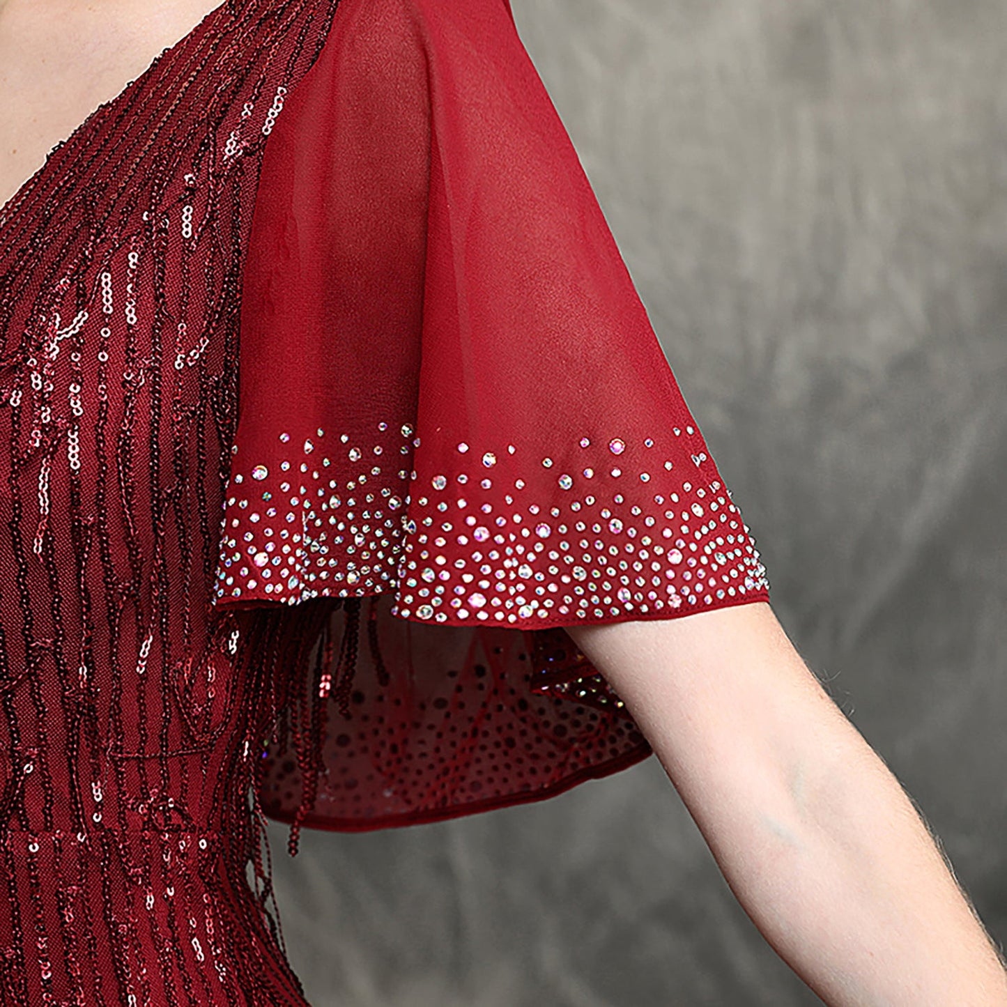 Silk Fringe Beaded Formal Dress