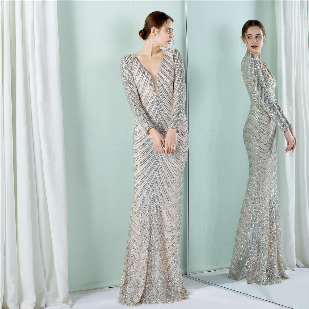 Sequined Fishtail Formal Dress