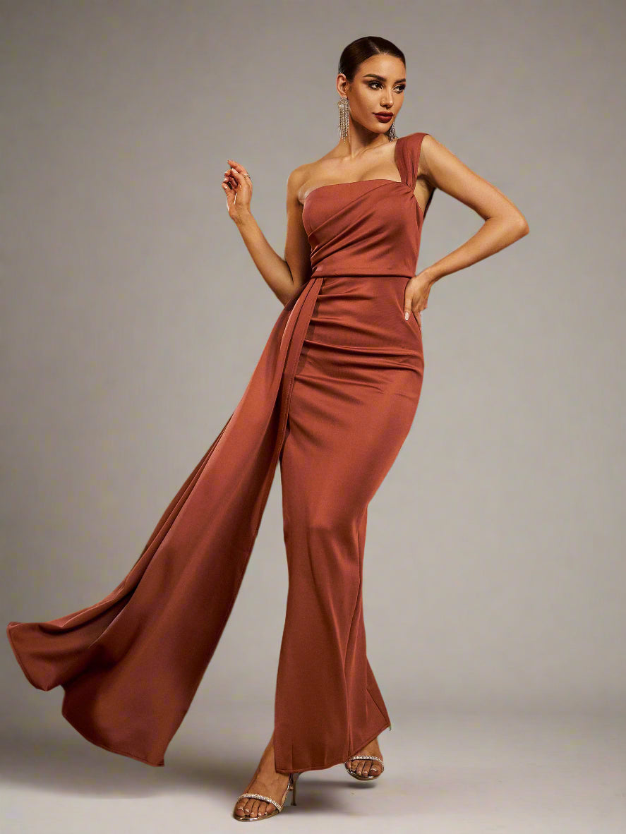 Draping Maxi Prom Dress