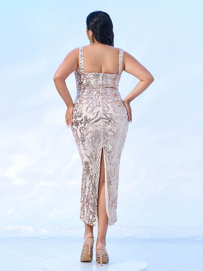 Square Neck Split Cocktail Dress