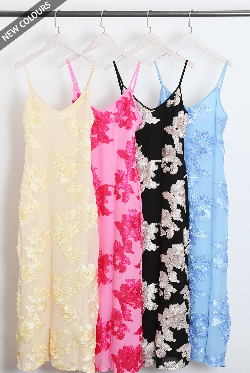 Floral Lace Lined Cami Midi Dress