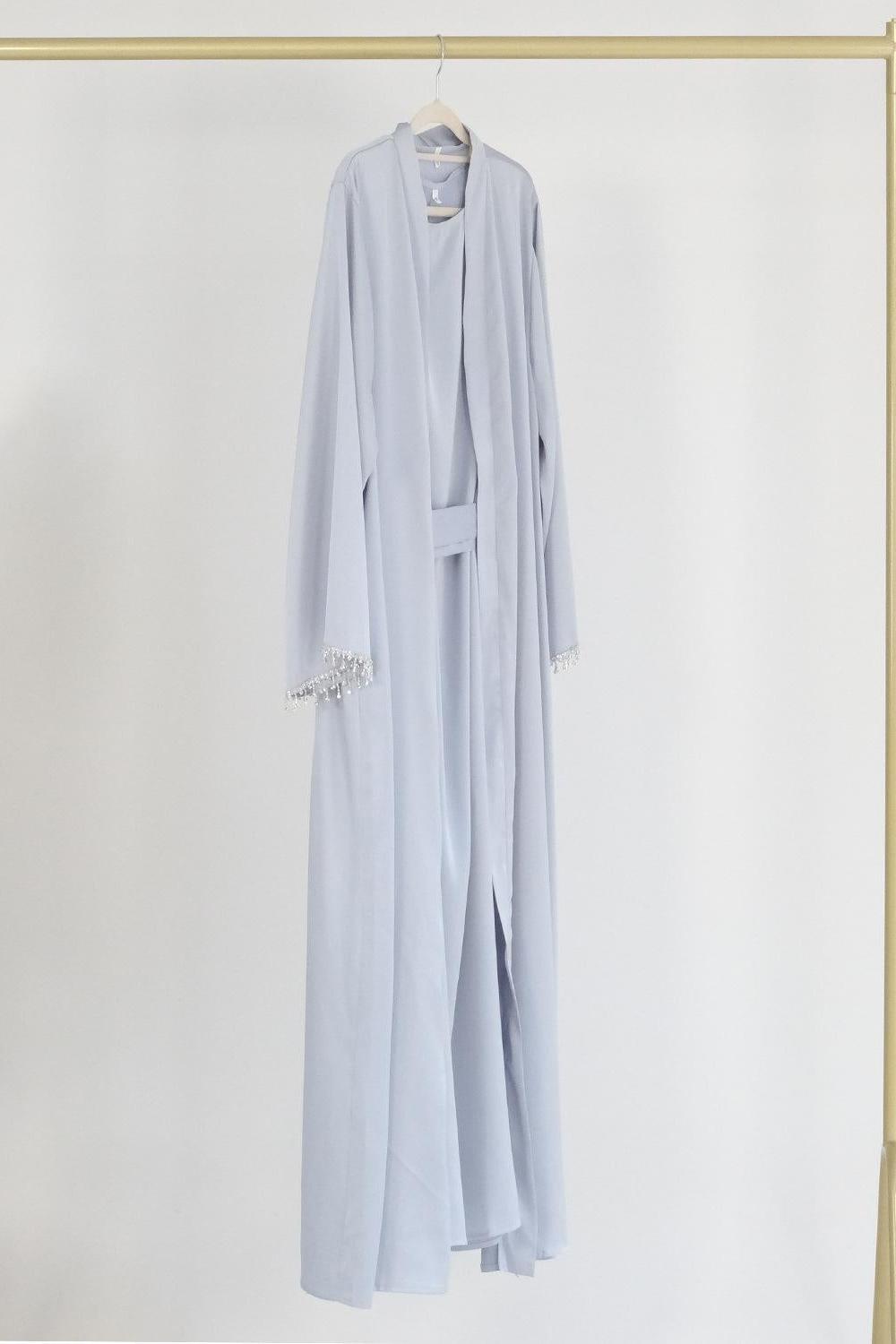 1pcs Solid Color Beaded Cardigan Robe