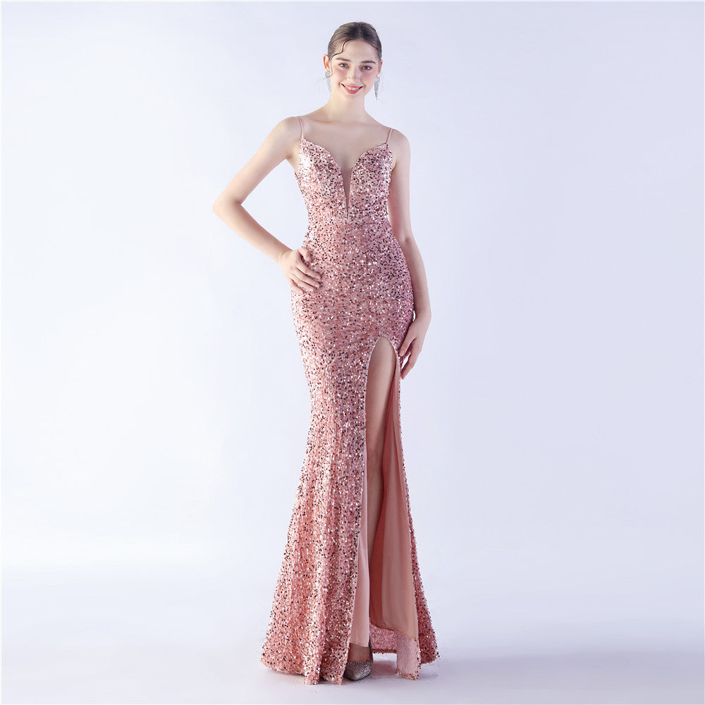 Azura Long Spaghetti Strap Evening Formal Gown