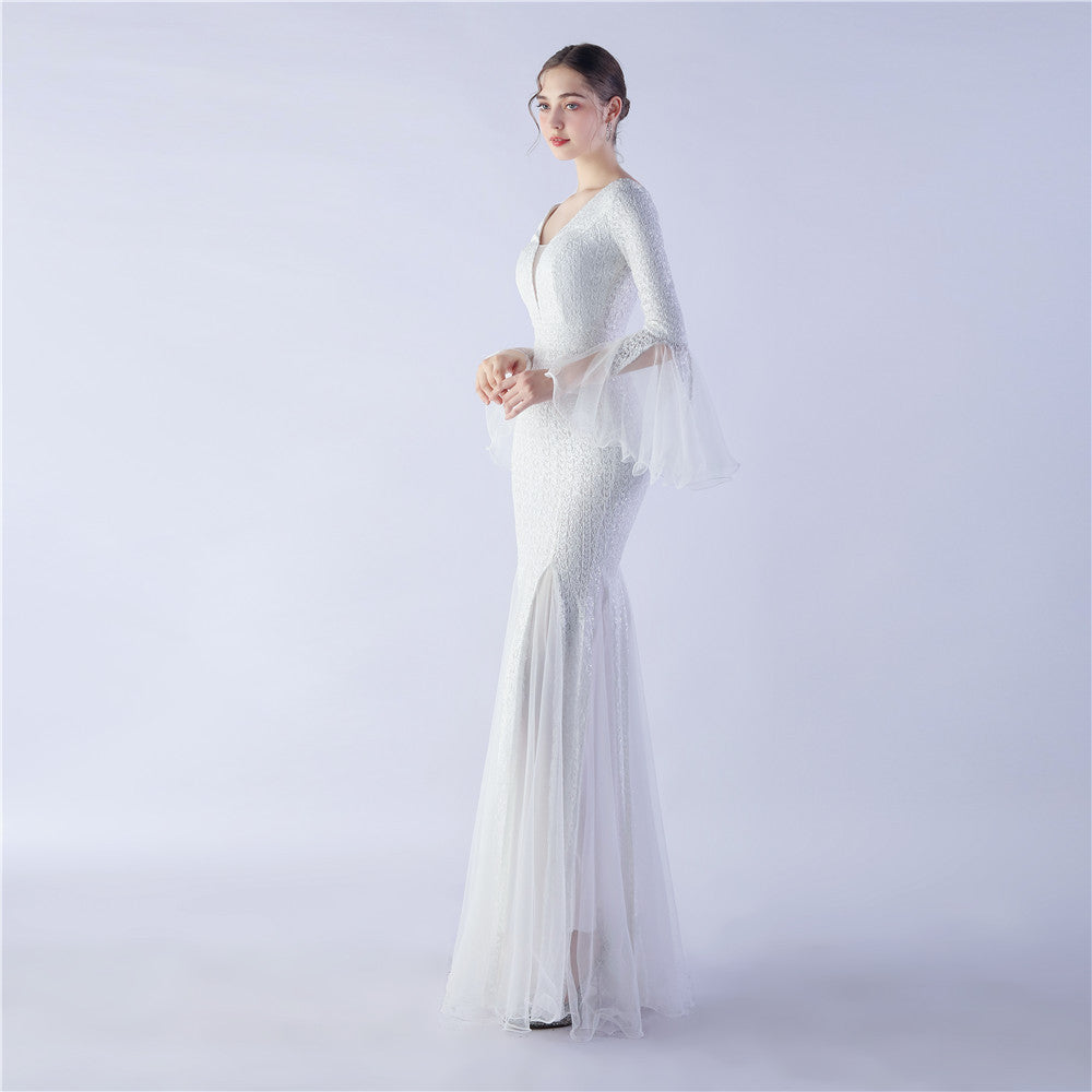 Trimmed Mesh Formal Gown