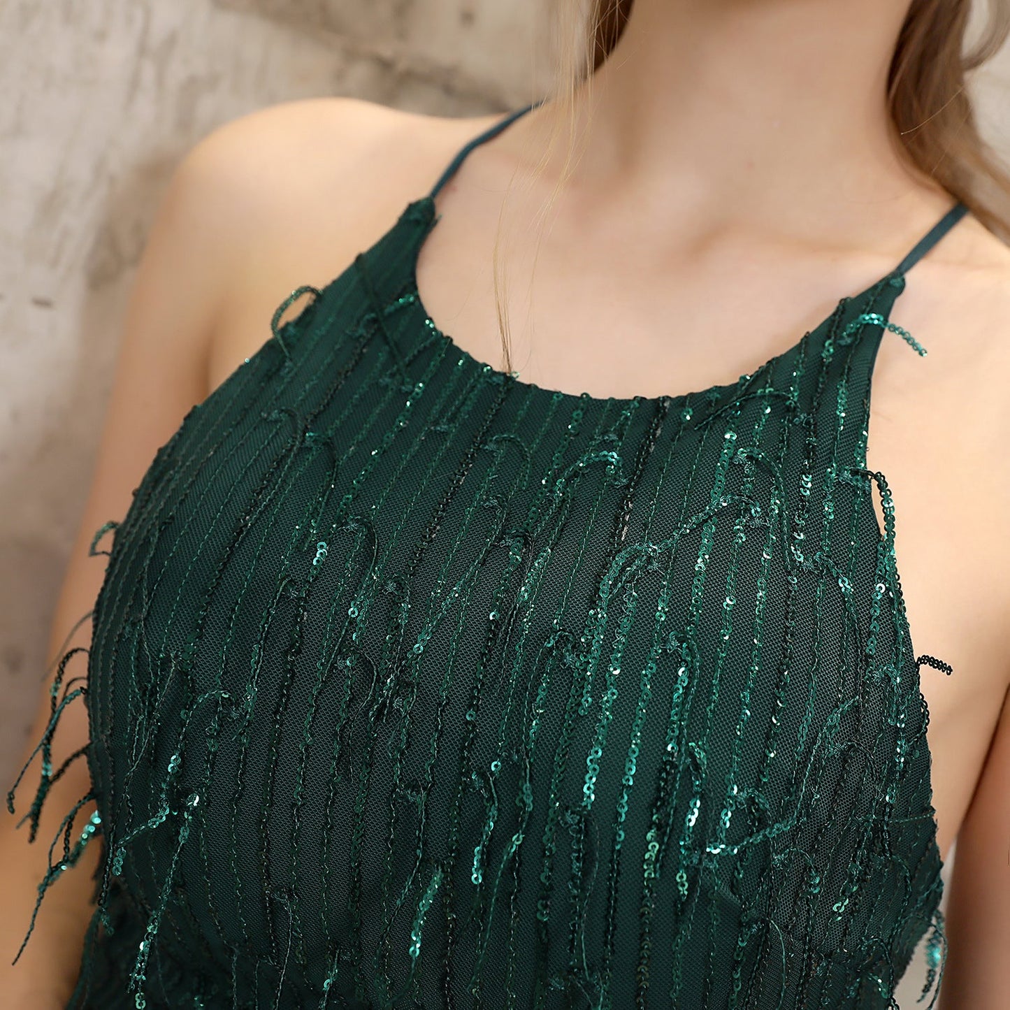 Silk Thread Fringe Beaded Formal Dresses