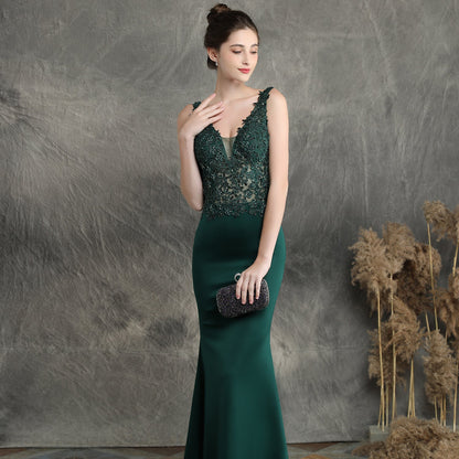 Handmade Applique Beaded Formal Dress