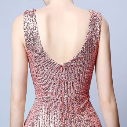 Long Sleeveless Sequin Formal Dress